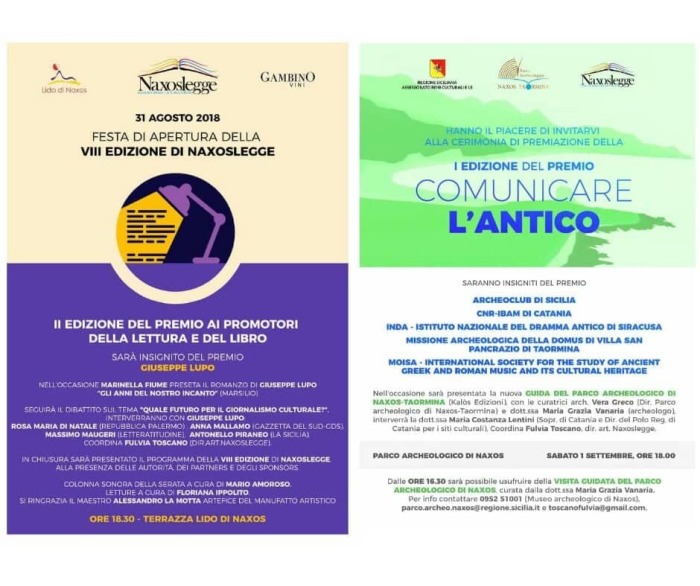 Dal 31 agosto la VIII edizione del Festival Naxos Legge a Giardini Naxos