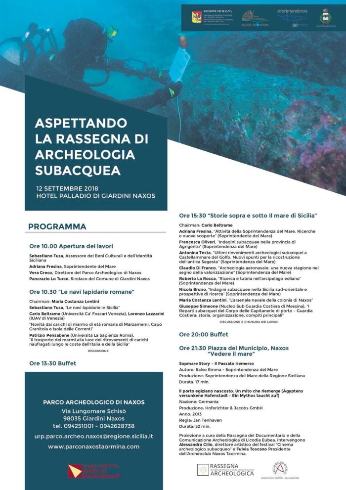 “ASPETTANDO LA RASSEGNA DI ARCHEOLOGIA SUBACQUEA”, A GIARDINI NAXOS UNA GIORNATA DI STUDI DEDICATA AL PATRIMONIO CULTURALE SOMMERSO