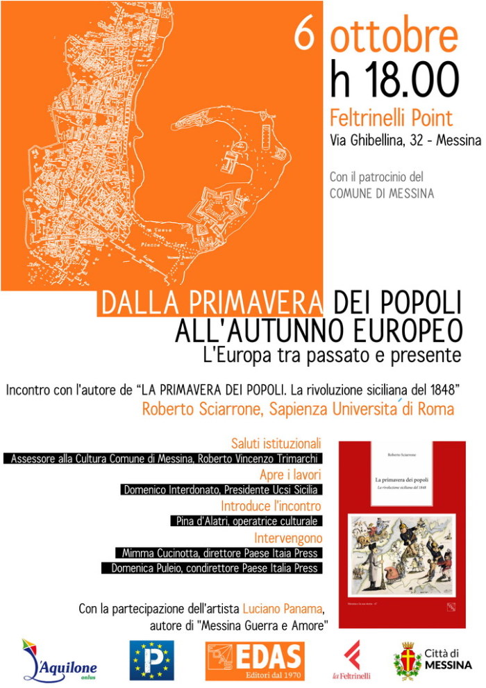 A Messina il 6 ottobre la presentazione del libro “La primavera dei popoli – La rivoluzione siciliana del 1848”