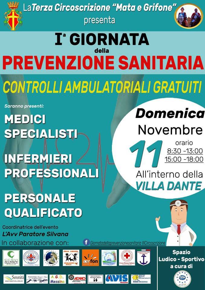 Domenica 11 novembre a Messina la prima giornata della Prevenzione Sanitaria