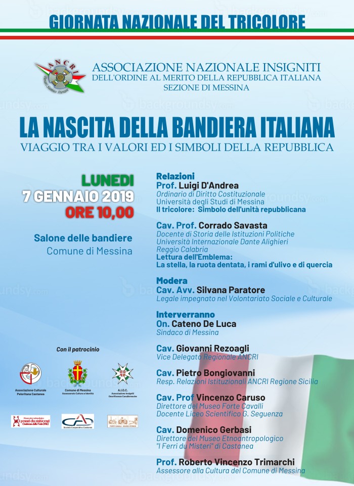 Il 7 gennaio a Messina si celebra la Giornata Nazionale del Tricolore con una tavola rotonda sulla nascita della Bandiera italiana