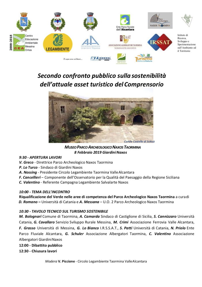 Al Parco Archeologico di Naxos l’8 febbraio il secondo confronto pubblico sulla sostenibilità dell’attuale assetto turistico del Comprensorio