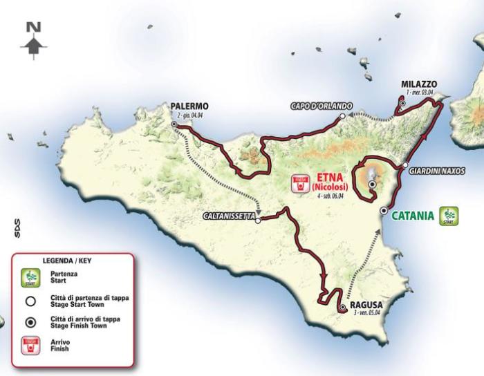 Il 3 aprile è iniziato lo storico Giro di Sicilia di ciclismo riproposto dopo 42 anni di assenza: la prima tappa, Catania – Milazzo, è stata vinta dall’italiano Stacchiotti