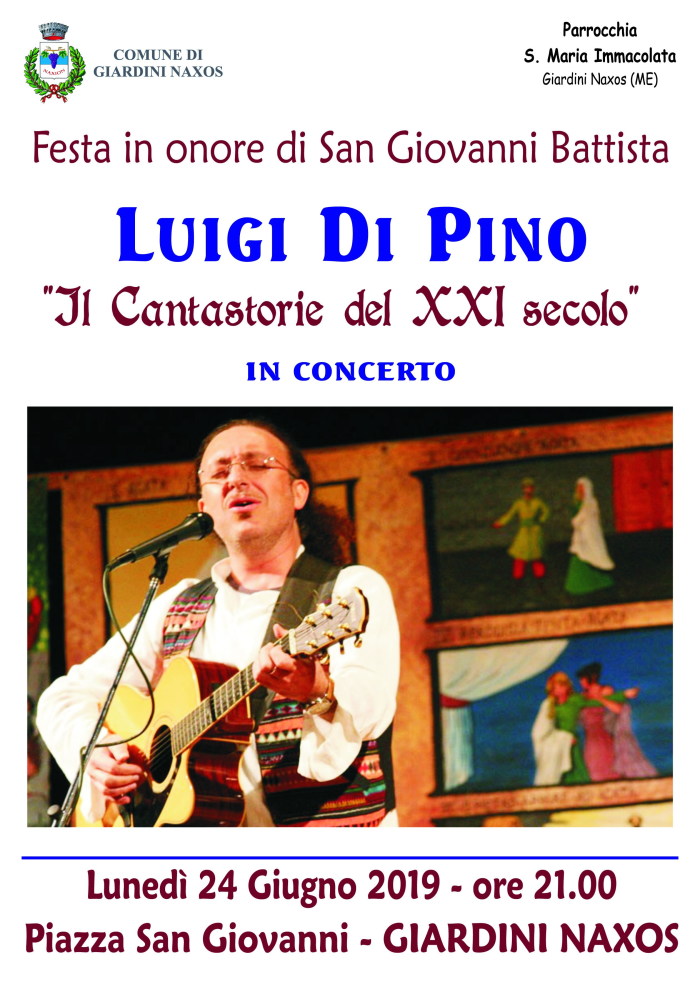 Il 24 giugno per la festa di San Giovanni a Giardini Naxos lo spettacolo del cantastorie Luigi Di Pino