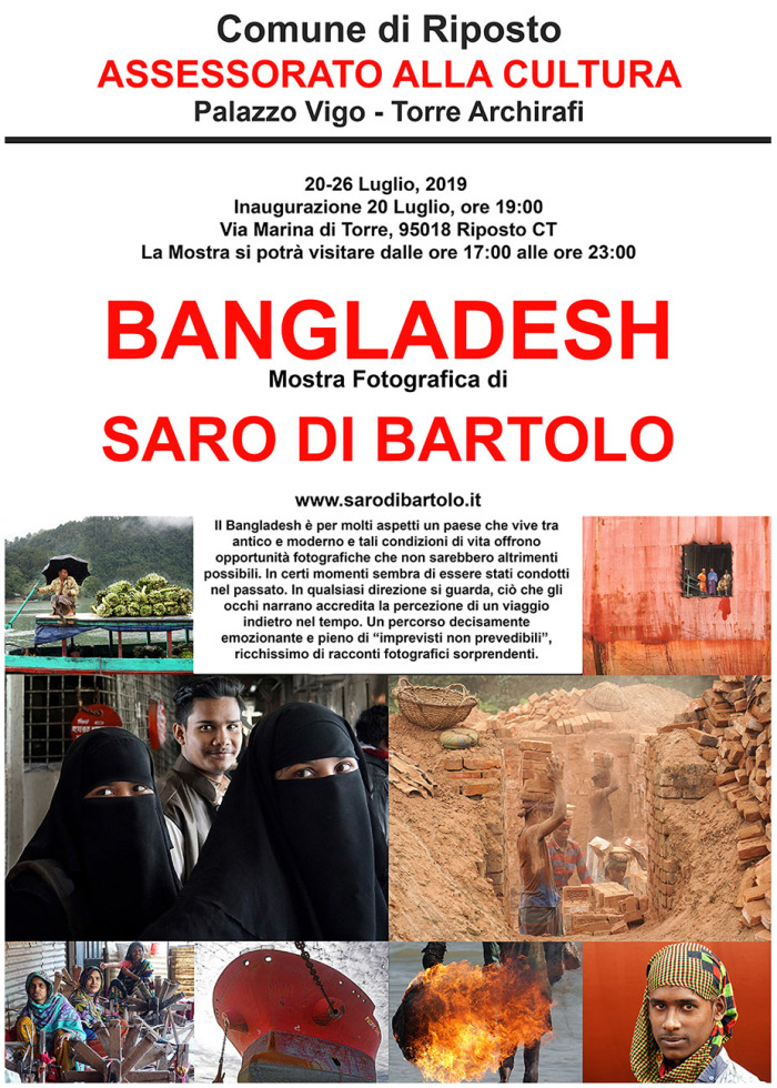 Il 20 luglio a Palazzo Vigo di Torre Archirafi, Riposto, inaugura la Mostra di foto “Bangladesh, un viaggio indietro nel tempo” di Saro Di Bartolo