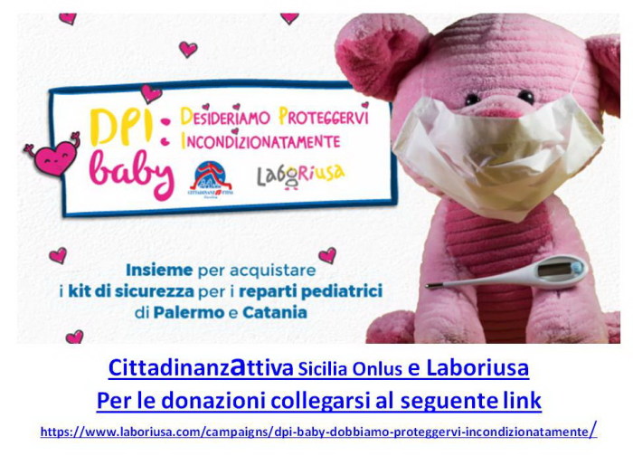Cittadinanzattiva Sicilia e Laboriusa insieme nell’emergenza COVid: Raccolta fondi per l’acquisto di DPI Baby