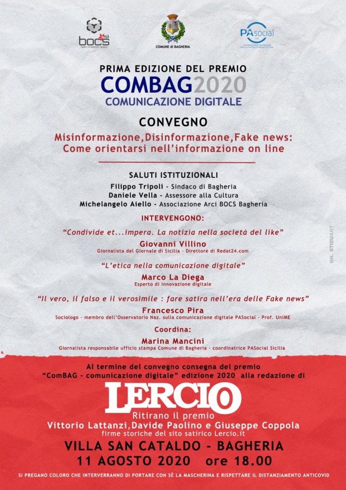 Il Comune di Bagheria inaugura la prima edizione del Premio Combag2020 per la Comunicazione Digitale