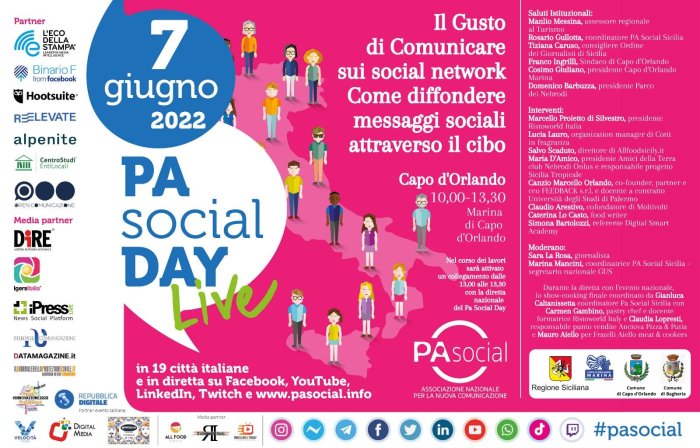 Il gusto di comunicare sui social media – Come diffondere messaggi sociali attraverso il cibo” il tema del PA Social Day Siciliano