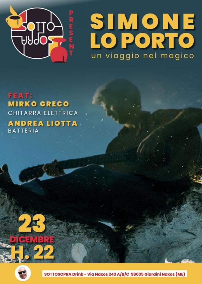 Il 23 dicembre a Giardini Naxos si esibirà il cantautore Simone Lo Porto