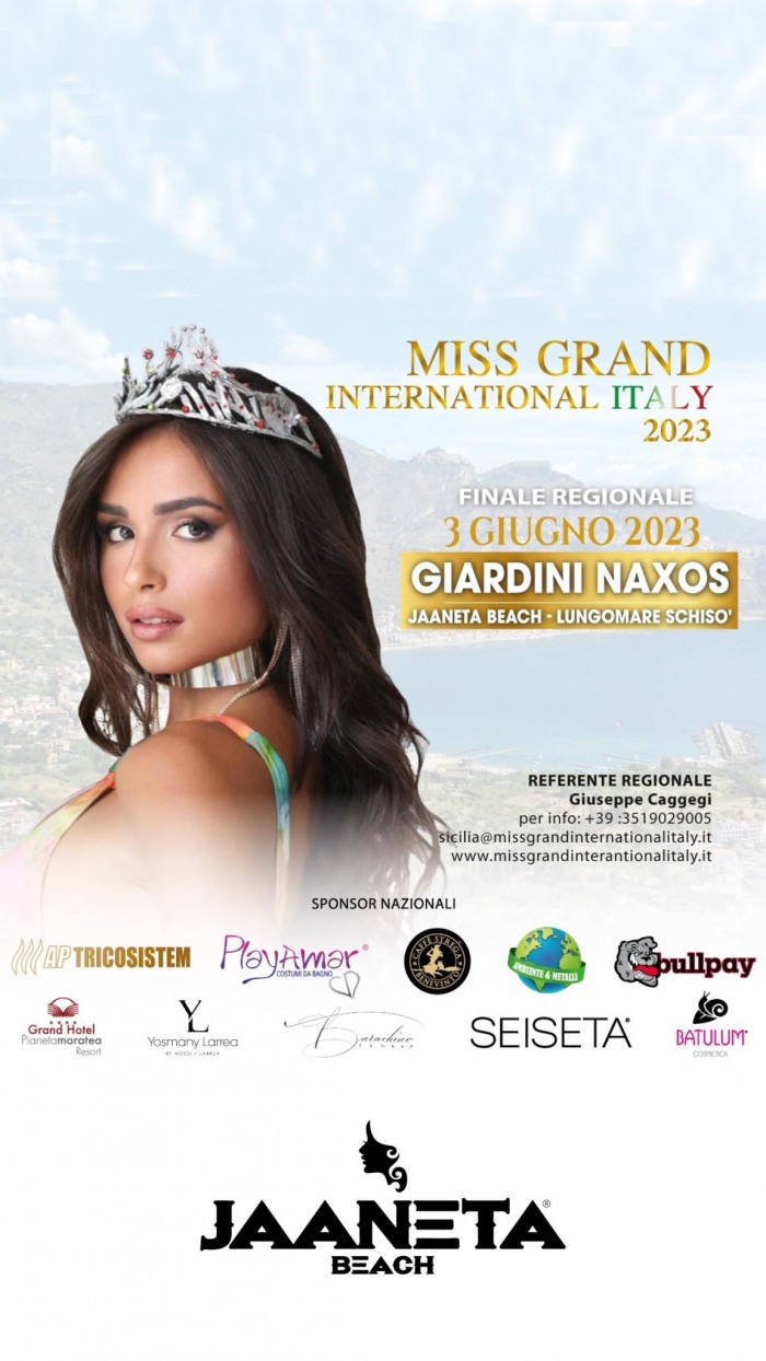 Il 3 giugno a Giardini Naxos si terrà la finale regionale di Miss Grand International Italy 2023