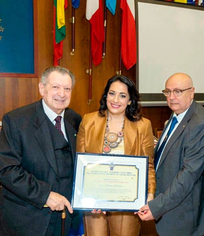 Attestazione di benemerenza della Presidenza Nazionale dell’istituto del Nastro Azzurro all’avv. Silvana Paratore