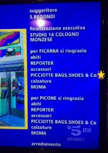 Il nome della collezione "Le Picciotte" nei titoli di coda di Striscia la Notizia