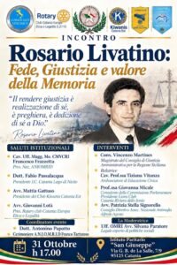 Il 31 Ottobre Catania celebra il giudice Rosario Livatino: “Fede, Giustizia e Valore della Memoria”